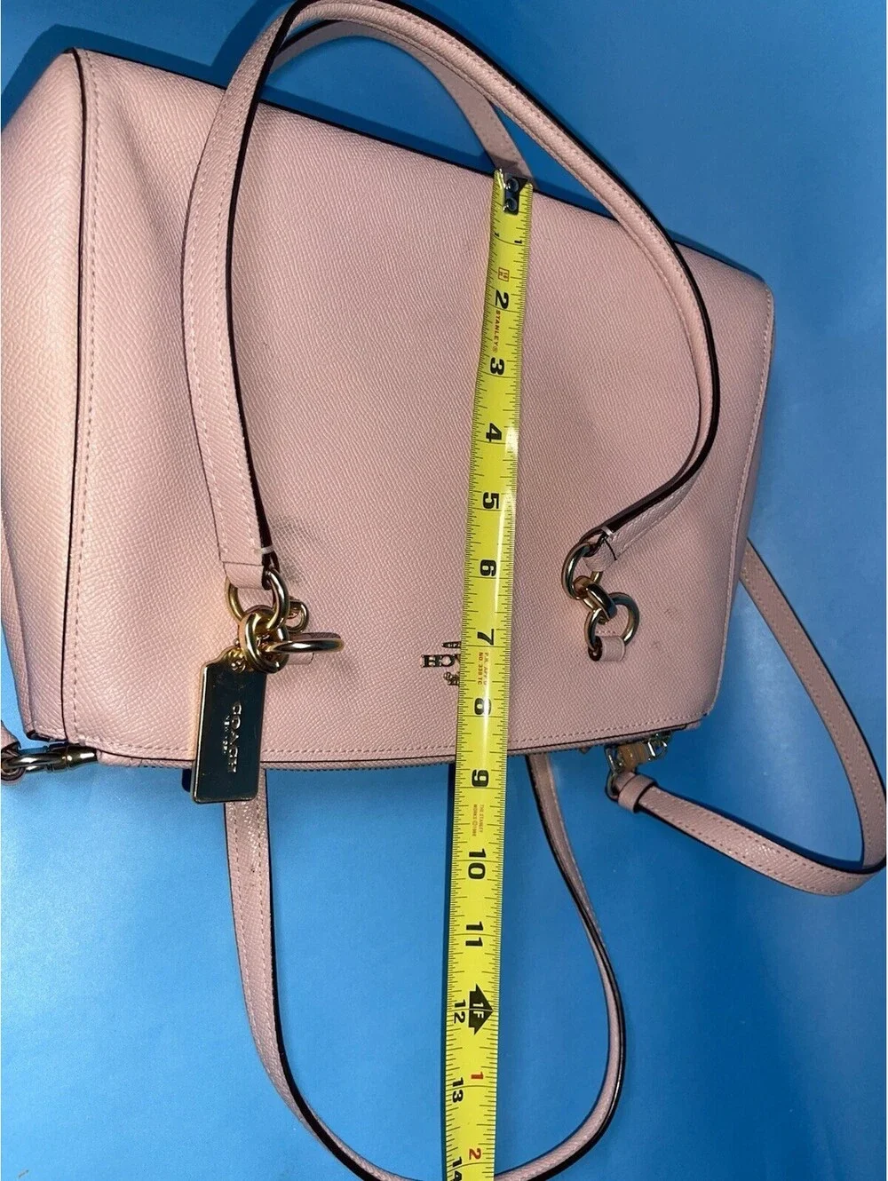 Coach Pink Leather Satchel Crossbody Handbag Purse Gold Tone